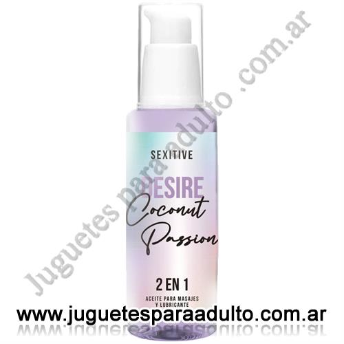 Aceites y lubricantes, Aceites y geles masajes, Aceite y lubricante desire coconut 2 en 1 60ml